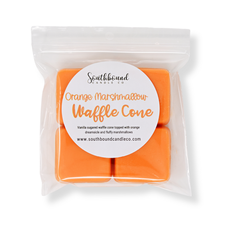 4 Pack - Orange Marshmallow Waffle Cone